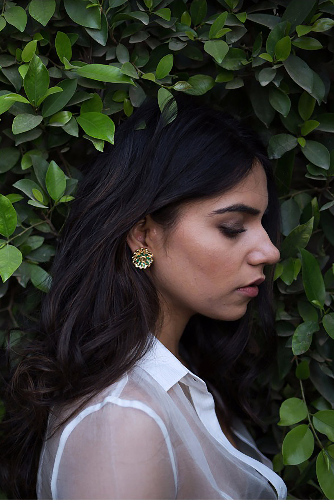 Floral Emerald Earstuds