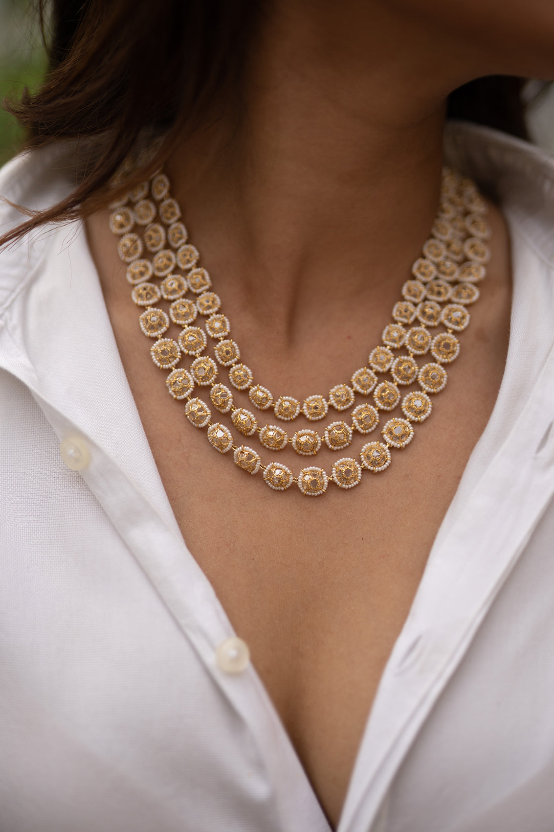 Miniature Polki Pearl Necklace